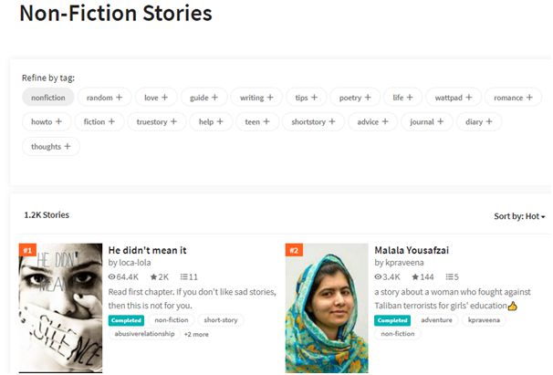 Wattpad non-fiction stories