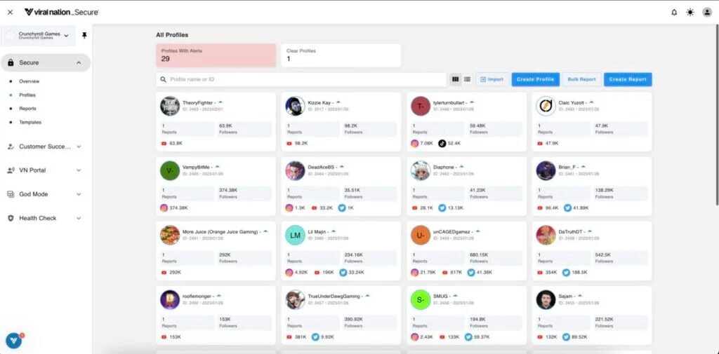 VN Secure influencers profiles