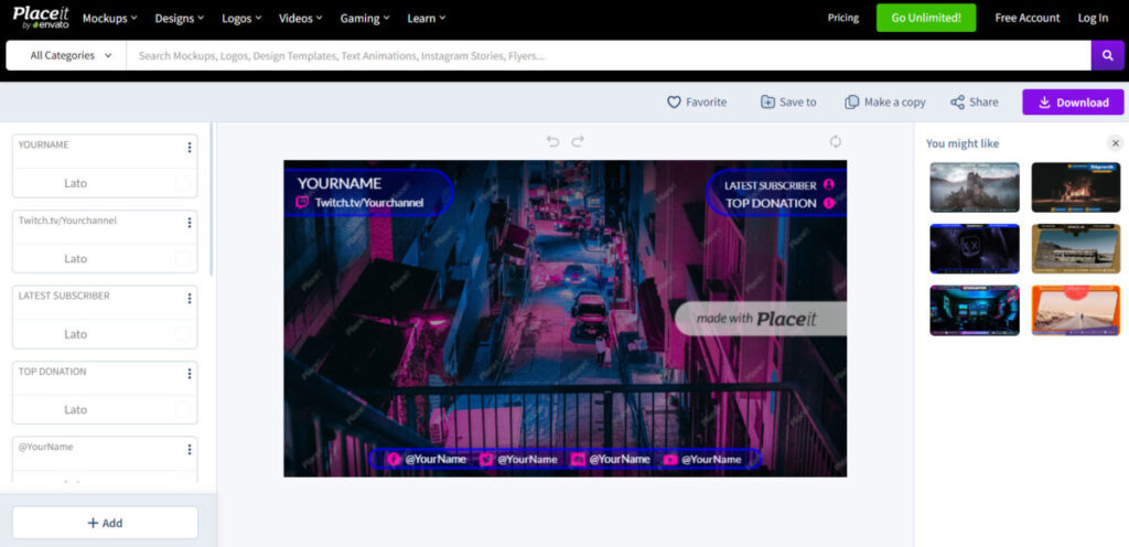  Placeit - Cool Twitch Overlay Design Temp
