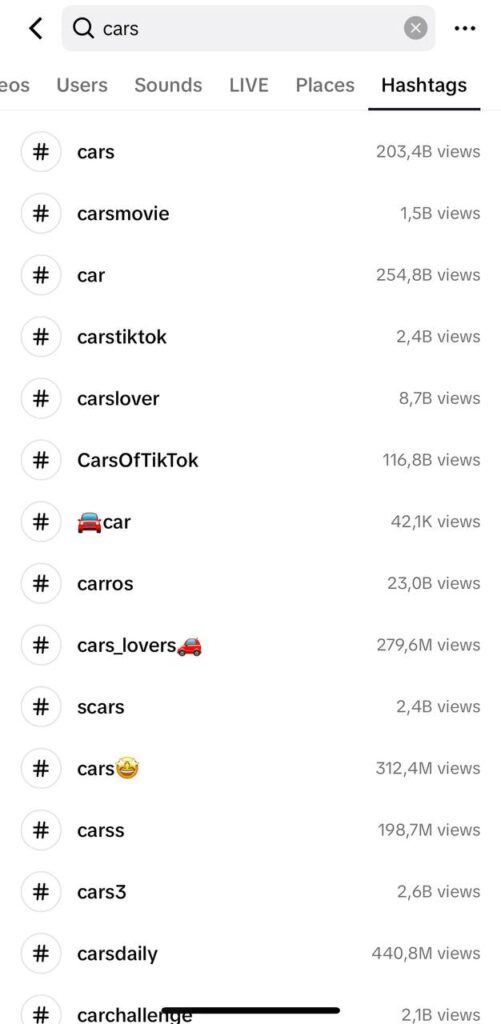 tiktok hashtag search