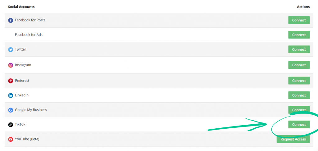 Connect button / TikTok